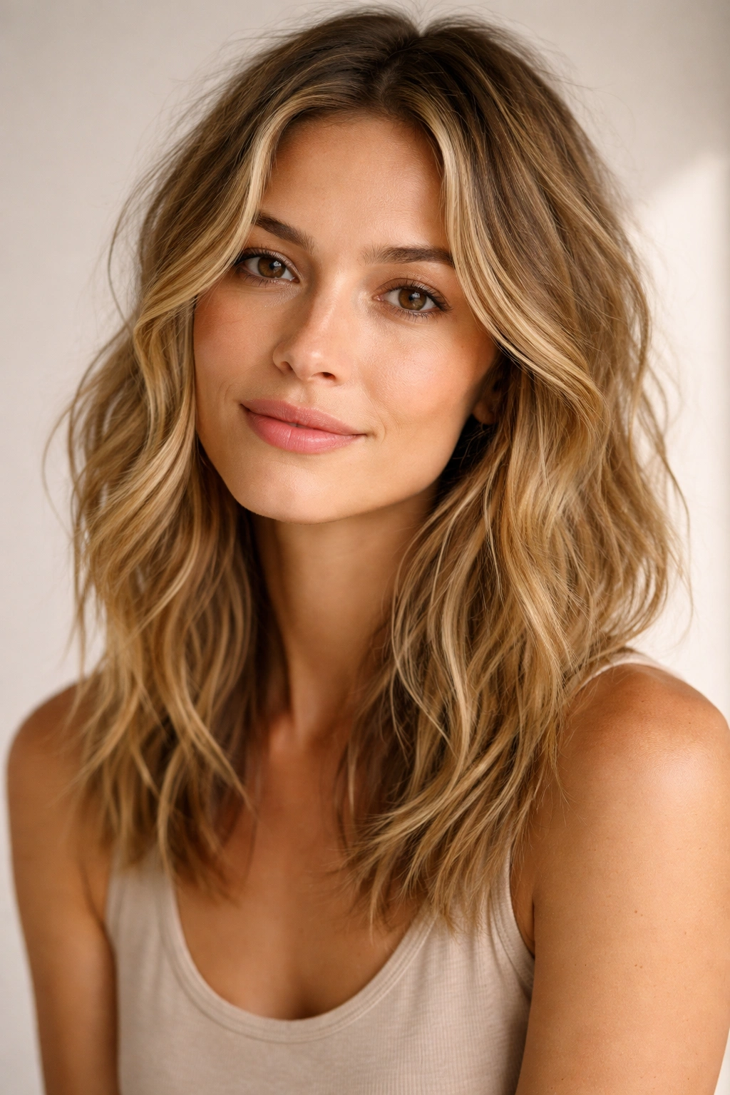 Effortless, textured hair with natural finish on a model