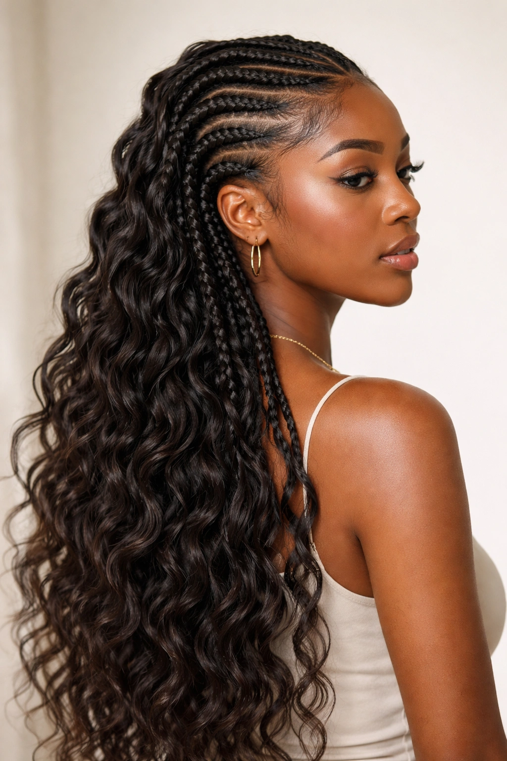 Profile view of water wave braids with flowing wave patterns along the length