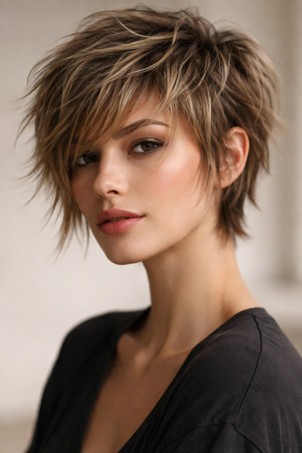 Short pixie with long wispy layers for movement