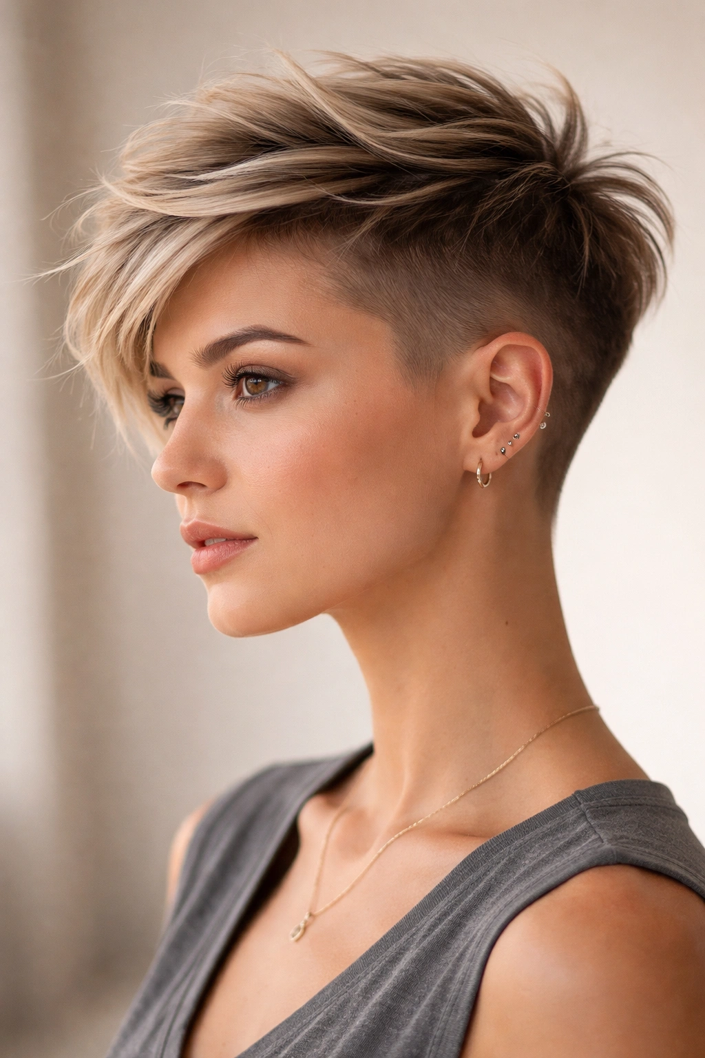 Wispy disconnected undercut with very short sides and longer top.