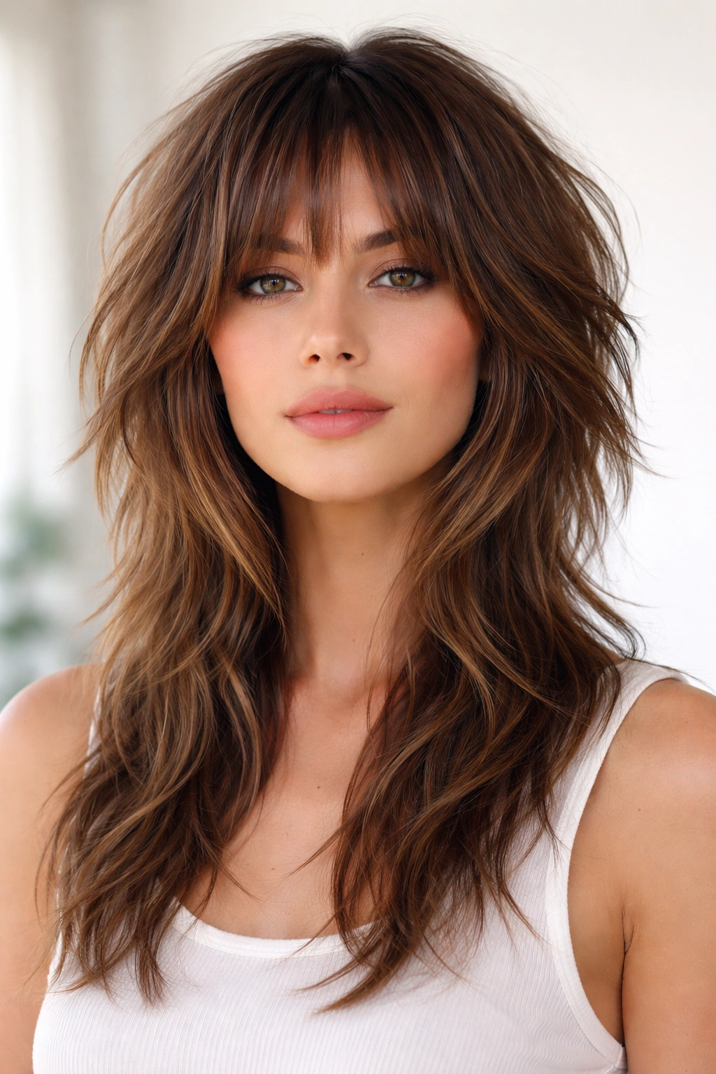 Full-head choppy wolf cut with layered texture and crown emphasis
