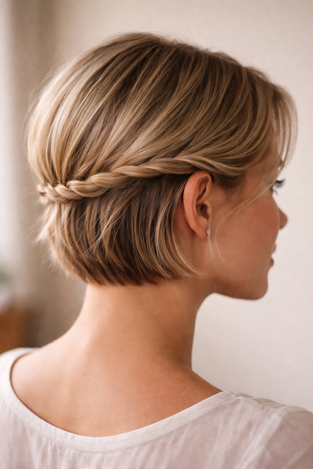 Wrap-around twist along the back of the head from ear to opposite side