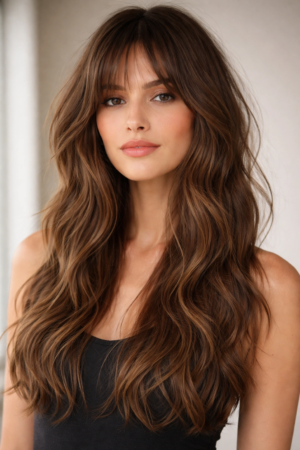 Long shag with subtle layers to enhance natural waves and preserve length.