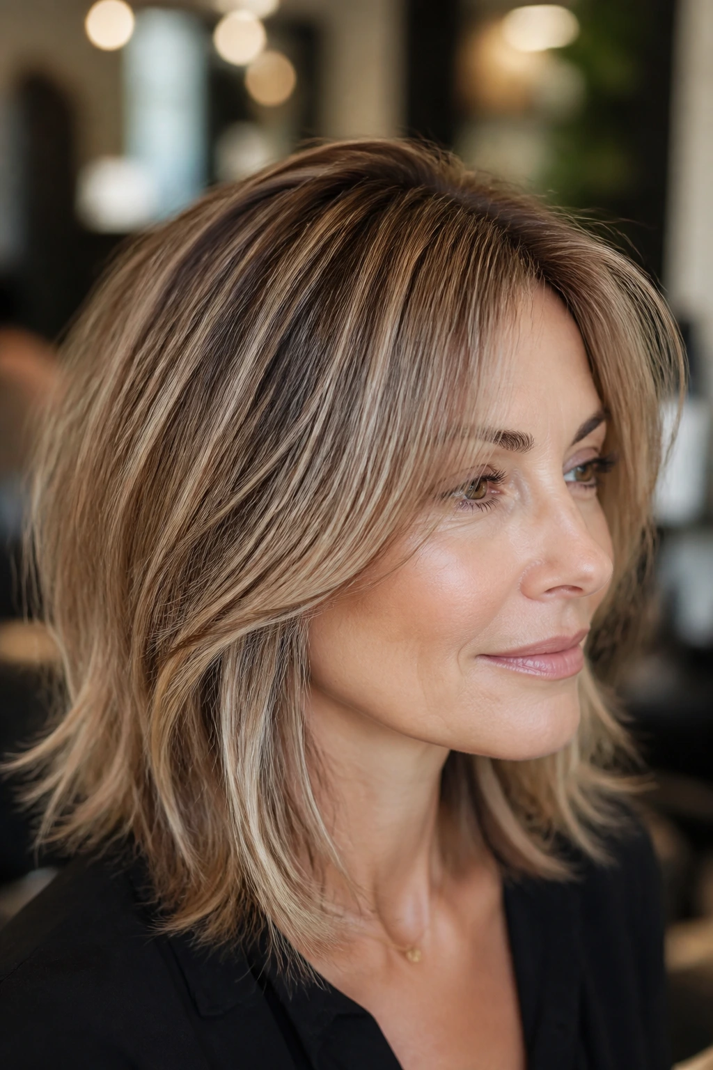 Close-up of fine hair showing slicing techniques and beige highlights.